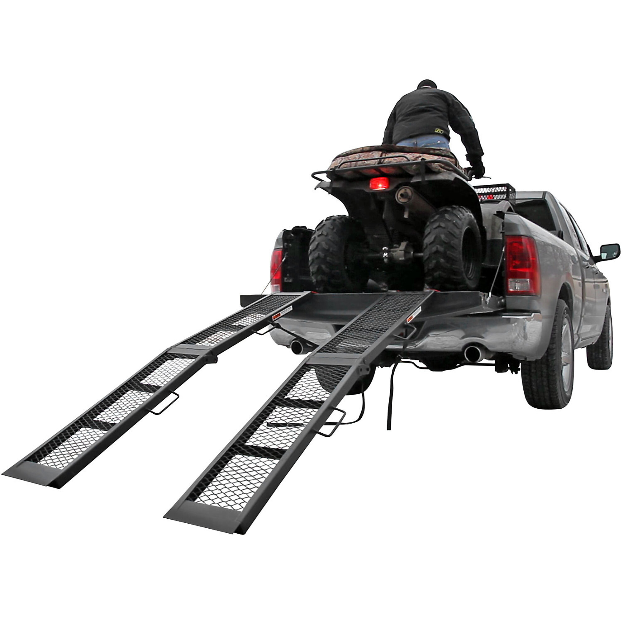 Black Widow, 6ft. 8in. x 11in. Steel Arched Dual Folding ATV Ramps, Max. Ramp Length 80 in, Surface Width 11 in, Capacity 1500 lb, Model# ST-AF-8012-2